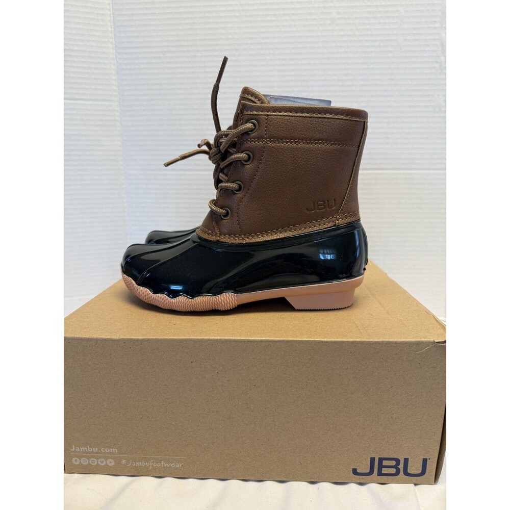 JBU Maplewood Girls/Boys Navy/Tan Waterproof Rubber Duck Boots  Size 12 New